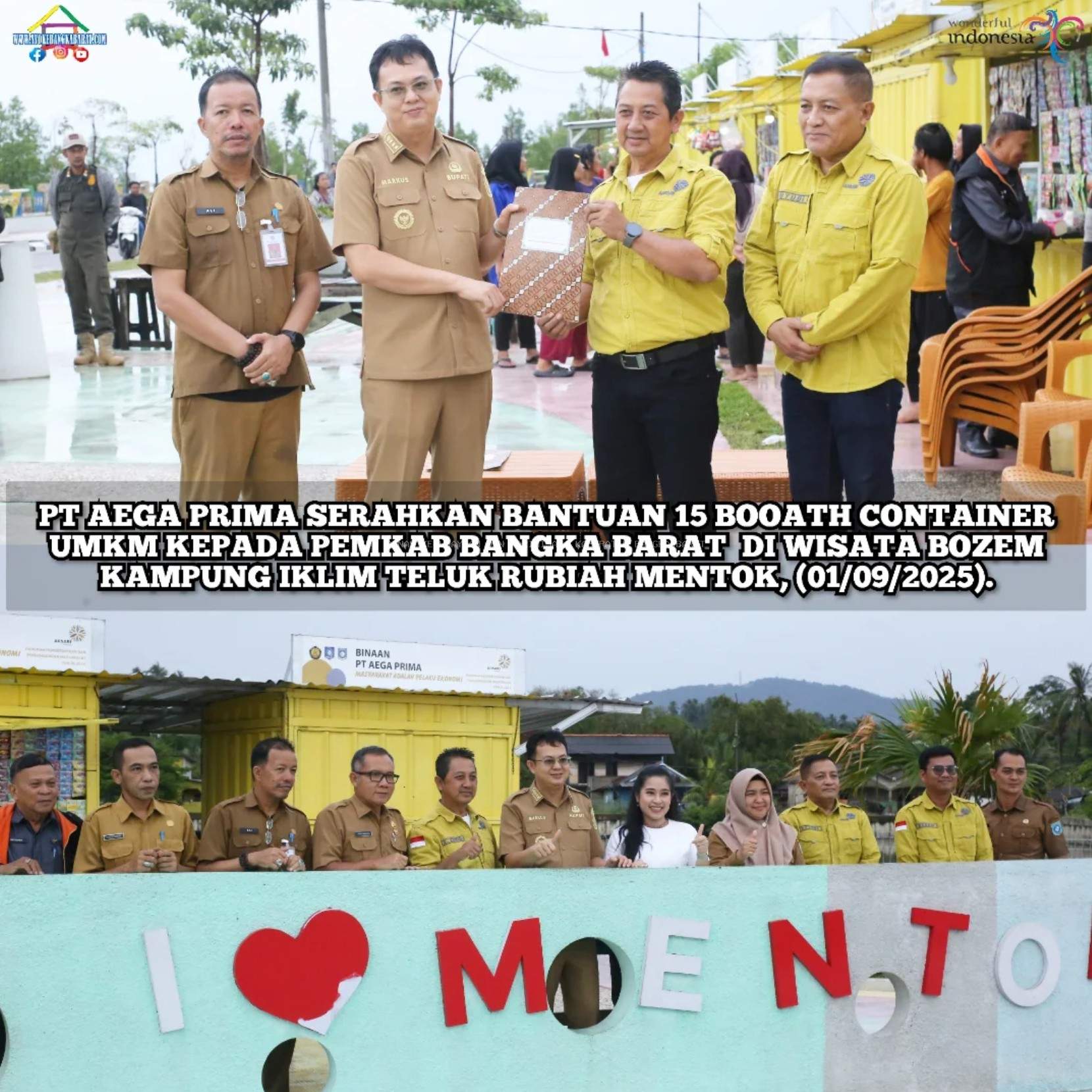 Booath Container UMKM dari PT Aega Prima diserahkan kepada Pemkab Bangka Barat